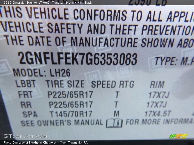 Tungsten Metallic / Jet Black 2016 Chevrolet Equinox LT AWD