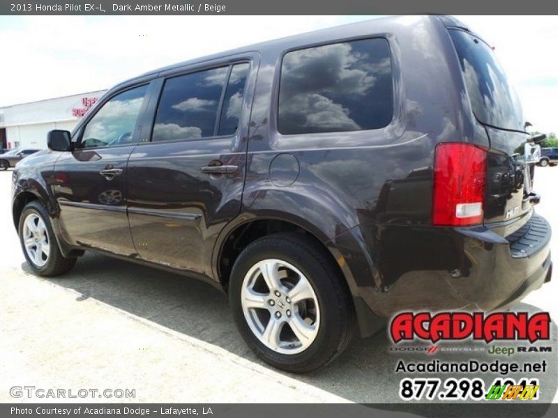 Dark Amber Metallic / Beige 2013 Honda Pilot EX-L