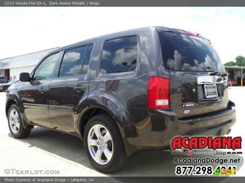 Dark Amber Metallic / Beige 2013 Honda Pilot EX-L