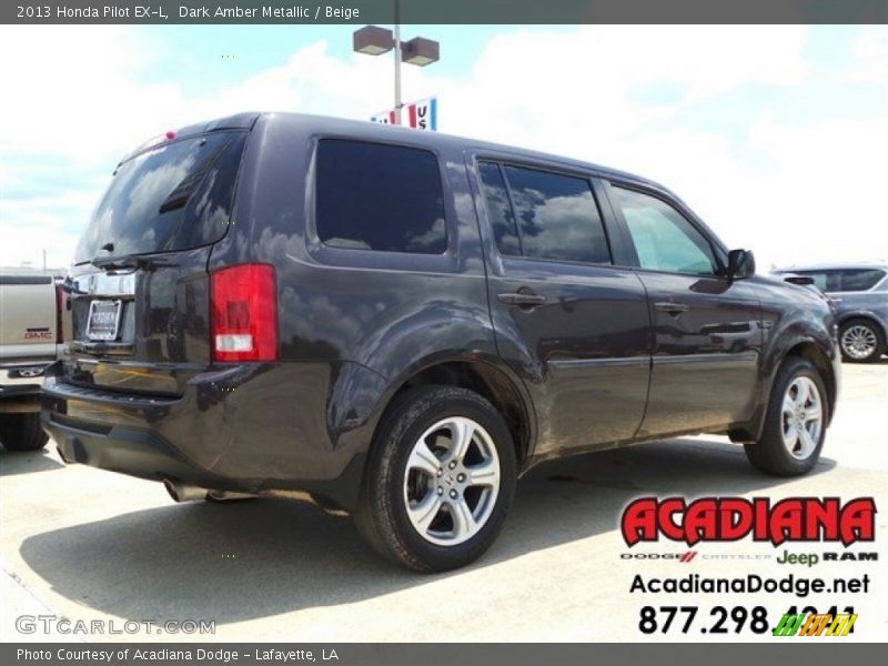 Dark Amber Metallic / Beige 2013 Honda Pilot EX-L