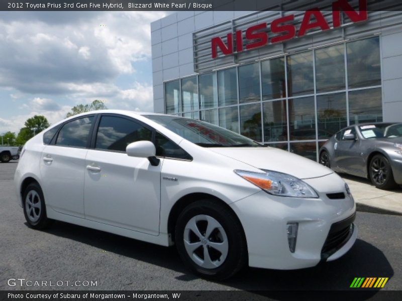Blizzard White Pearl / Bisque 2012 Toyota Prius 3rd Gen Five Hybrid