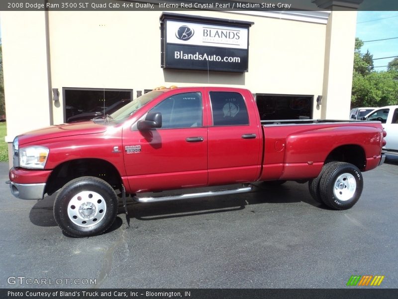 Inferno Red Crystal Pearl / Medium Slate Gray 2008 Dodge Ram 3500 SLT Quad Cab 4x4 Dually