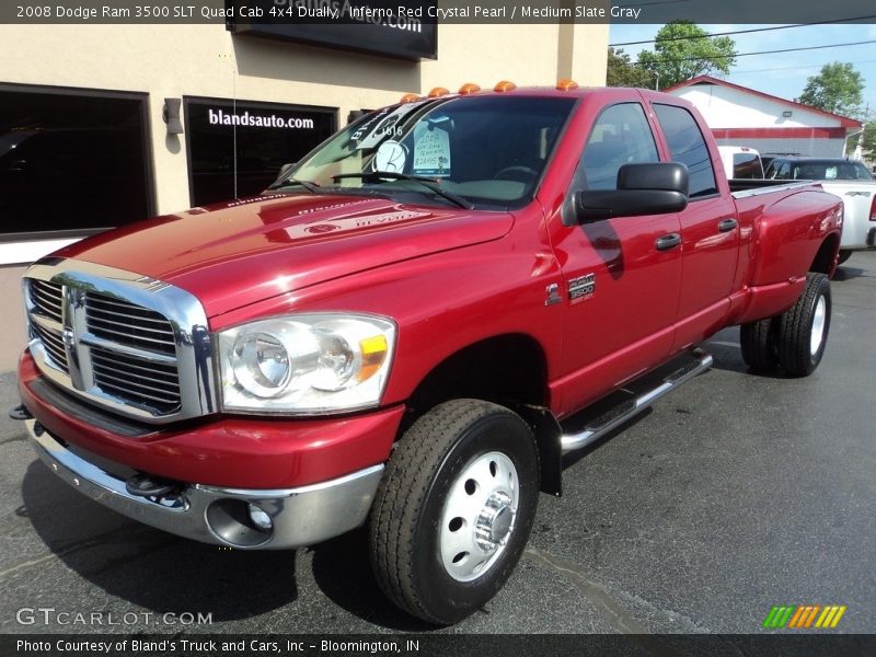 Inferno Red Crystal Pearl / Medium Slate Gray 2008 Dodge Ram 3500 SLT Quad Cab 4x4 Dually