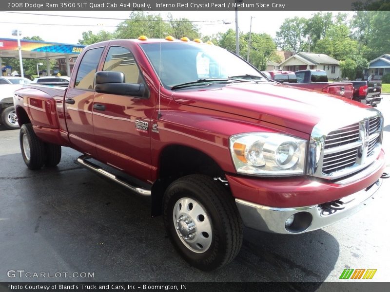 Inferno Red Crystal Pearl / Medium Slate Gray 2008 Dodge Ram 3500 SLT Quad Cab 4x4 Dually