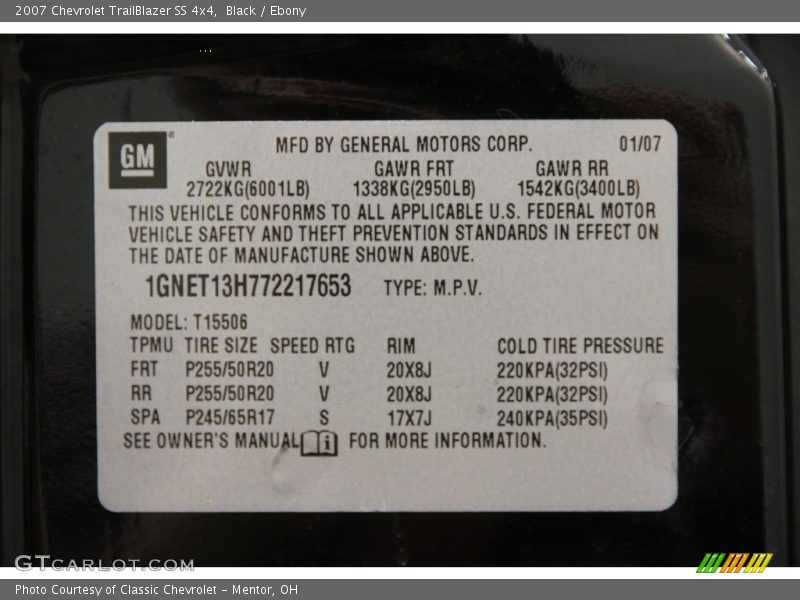 Black / Ebony 2007 Chevrolet TrailBlazer SS 4x4