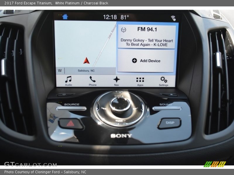 White Platinum / Charcoal Black 2017 Ford Escape Titanium