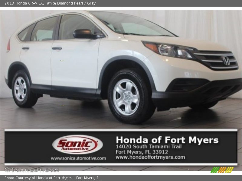 White Diamond Pearl / Gray 2013 Honda CR-V LX