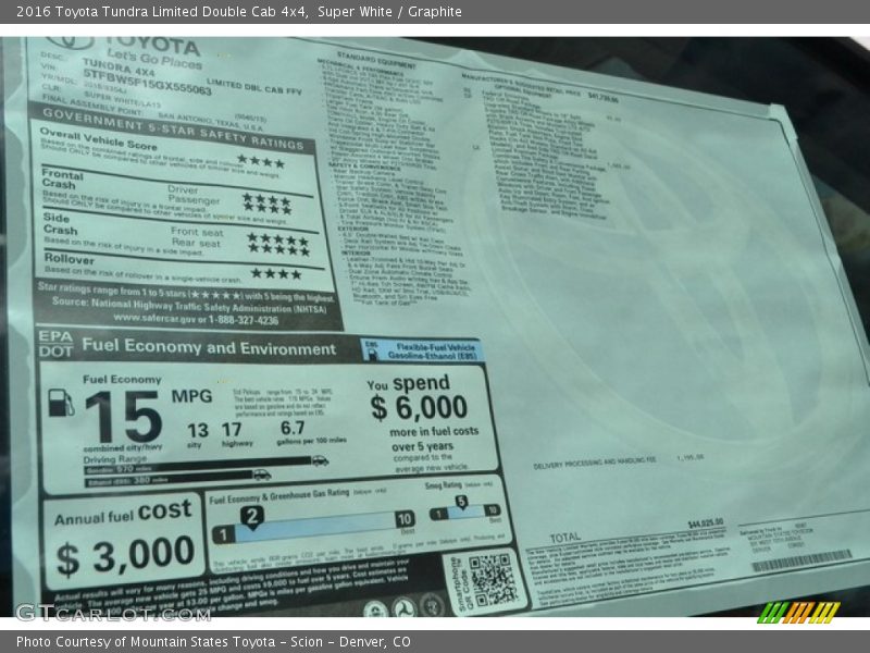 Super White / Graphite 2016 Toyota Tundra Limited Double Cab 4x4