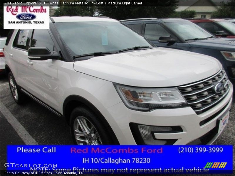 White Platinum Metallic Tri-Coat / Medium Light Camel 2016 Ford Explorer XLT