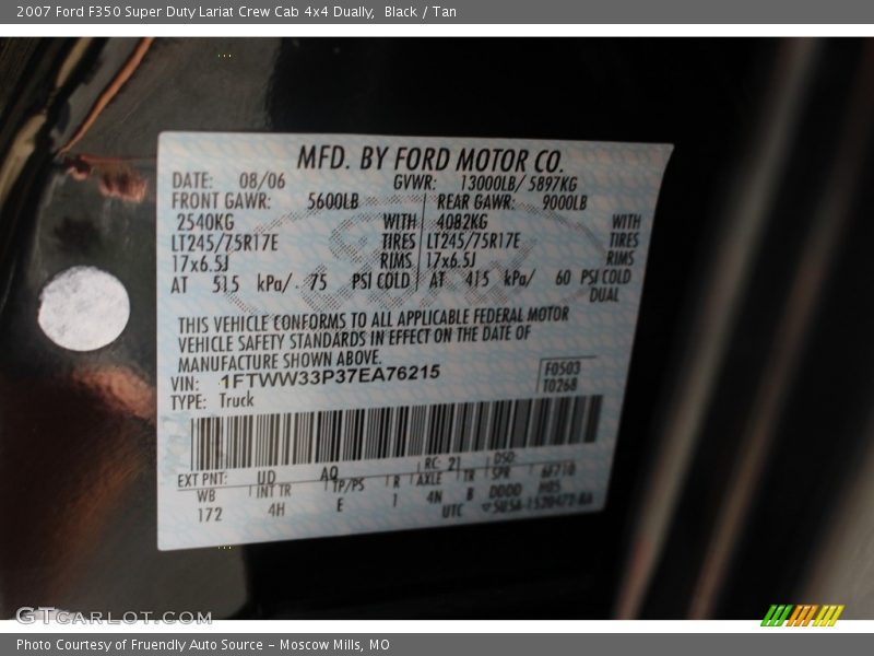 Black / Tan 2007 Ford F350 Super Duty Lariat Crew Cab 4x4 Dually