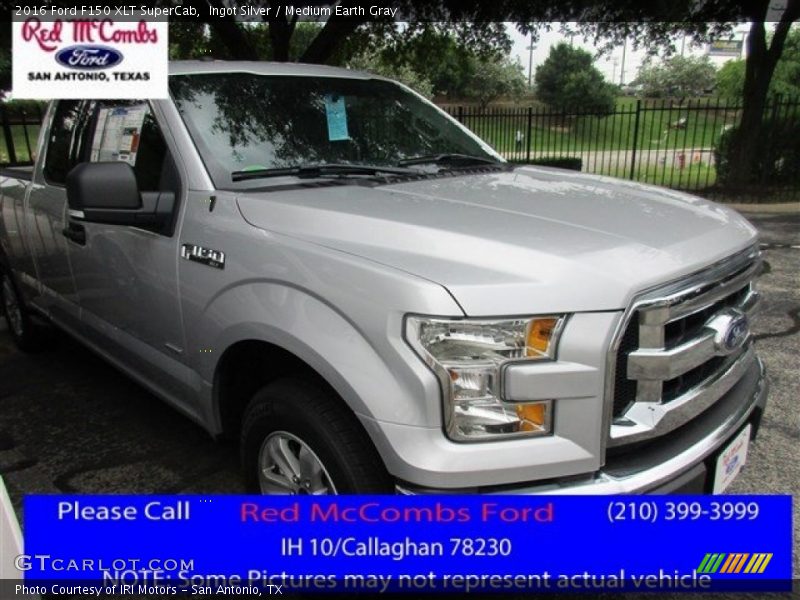 Ingot Silver / Medium Earth Gray 2016 Ford F150 XLT SuperCab