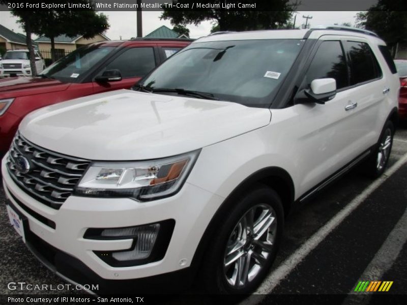 White Platinum Metallic Tri-Coat / Medium Light Camel 2016 Ford Explorer Limited