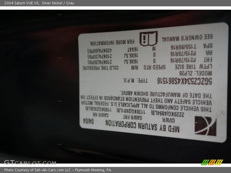 Silver Nickel / Gray 2004 Saturn VUE V6
