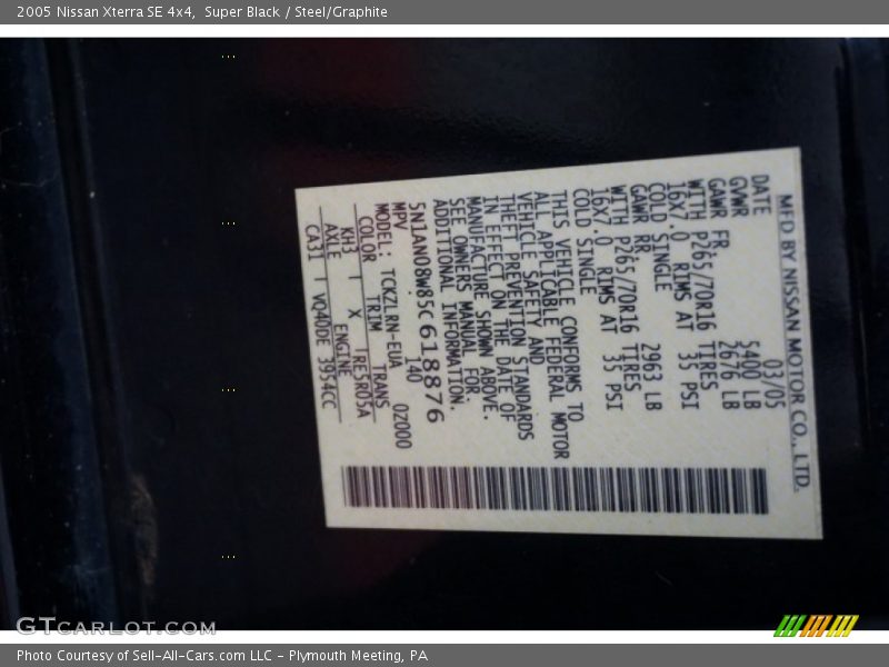 Super Black / Steel/Graphite 2005 Nissan Xterra SE 4x4