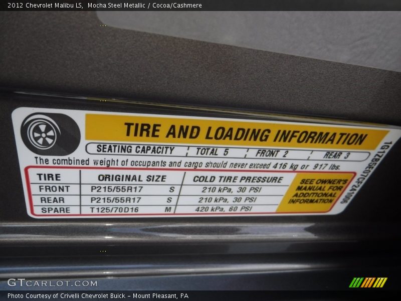 Mocha Steel Metallic / Cocoa/Cashmere 2012 Chevrolet Malibu LS