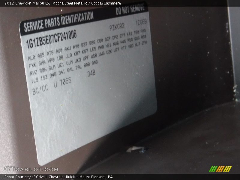 Mocha Steel Metallic / Cocoa/Cashmere 2012 Chevrolet Malibu LS