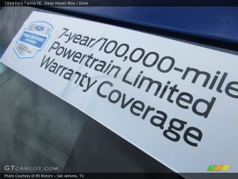 Deep Impact Blue / Dune 2014 Ford Taurus SE