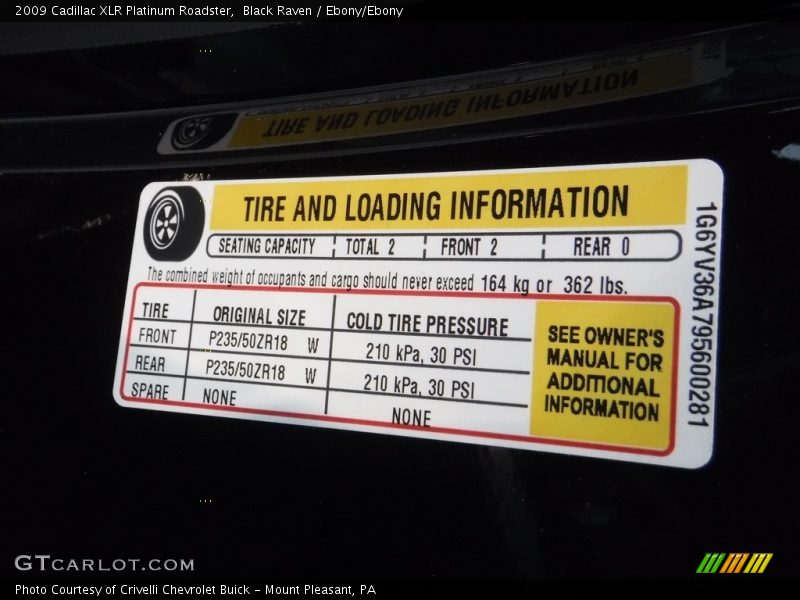 Black Raven / Ebony/Ebony 2009 Cadillac XLR Platinum Roadster