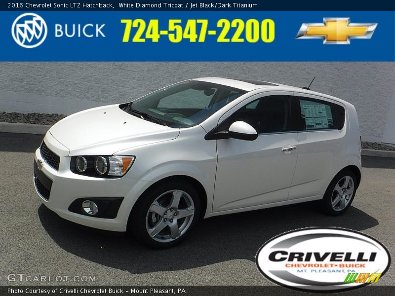White Diamond Tricoat / Jet Black/Dark Titanium 2016 Chevrolet Sonic LTZ Hatchback