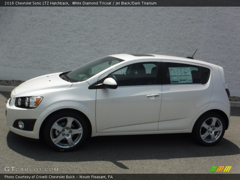White Diamond Tricoat / Jet Black/Dark Titanium 2016 Chevrolet Sonic LTZ Hatchback