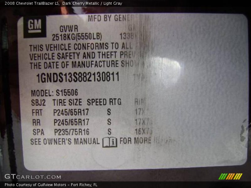 Dark Cherry Metallic / Light Gray 2008 Chevrolet TrailBlazer LS