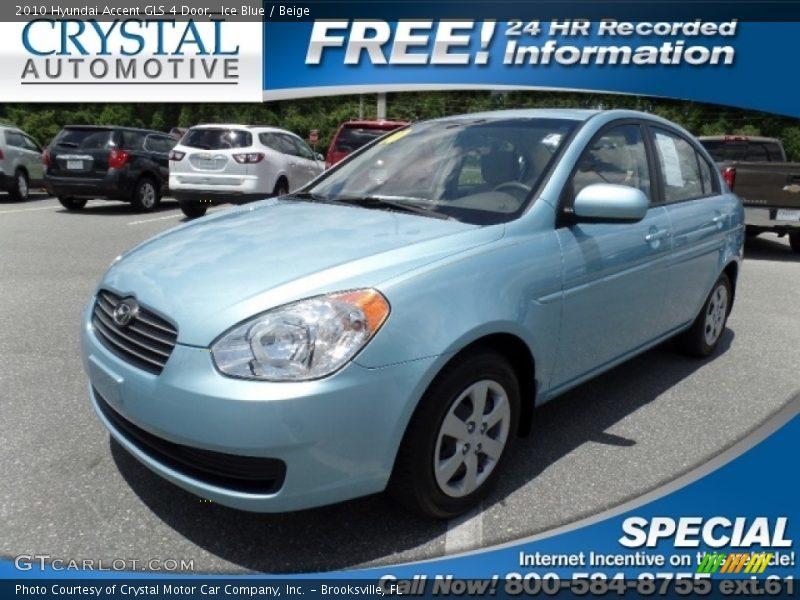 Ice Blue / Beige 2010 Hyundai Accent GLS 4 Door