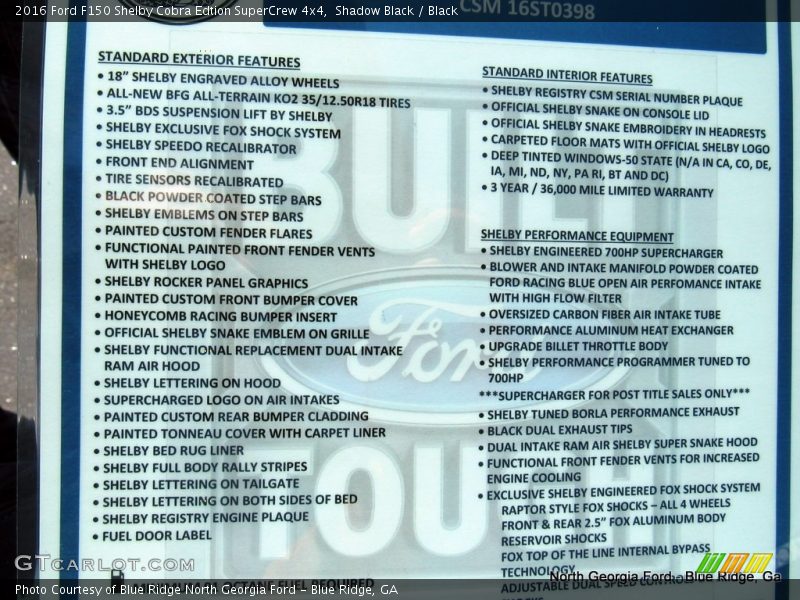 Shadow Black / Black 2016 Ford F150 Shelby Cobra Edtion SuperCrew 4x4