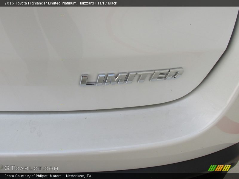Blizzard Pearl / Black 2016 Toyota Highlander Limited Platinum