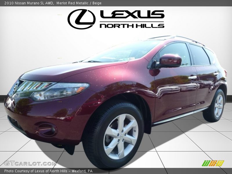 Merlot Red Metallic / Beige 2010 Nissan Murano SL AWD