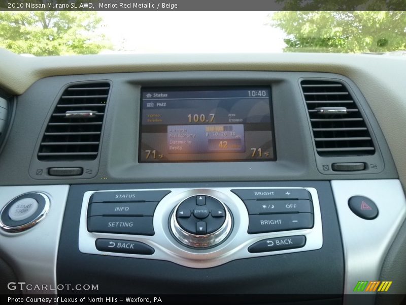 Merlot Red Metallic / Beige 2010 Nissan Murano SL AWD