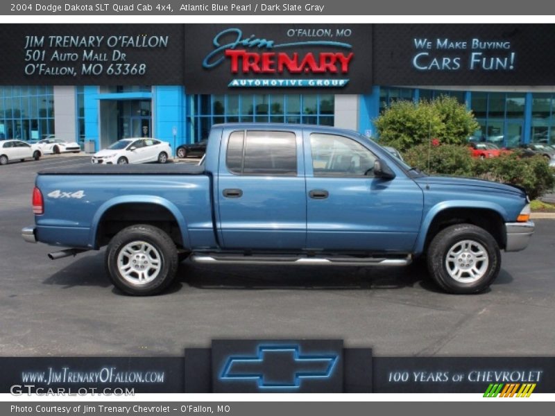 Atlantic Blue Pearl / Dark Slate Gray 2004 Dodge Dakota SLT Quad Cab 4x4