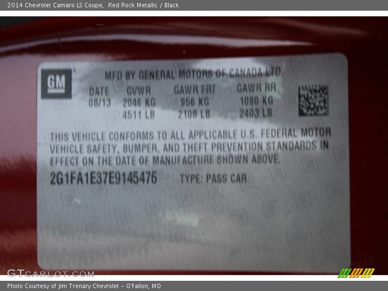 Red Rock Metallic / Black 2014 Chevrolet Camaro LS Coupe