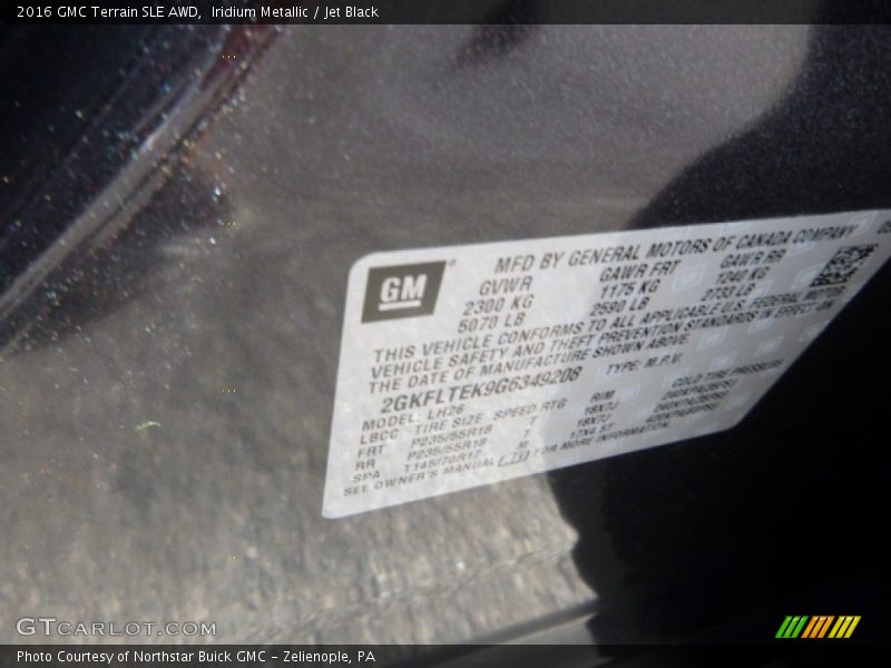 Iridium Metallic / Jet Black 2016 GMC Terrain SLE AWD