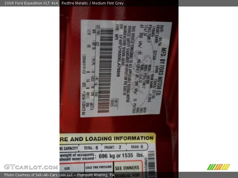 Redfire Metallic / Medium Flint Grey 2006 Ford Expedition XLT 4x4