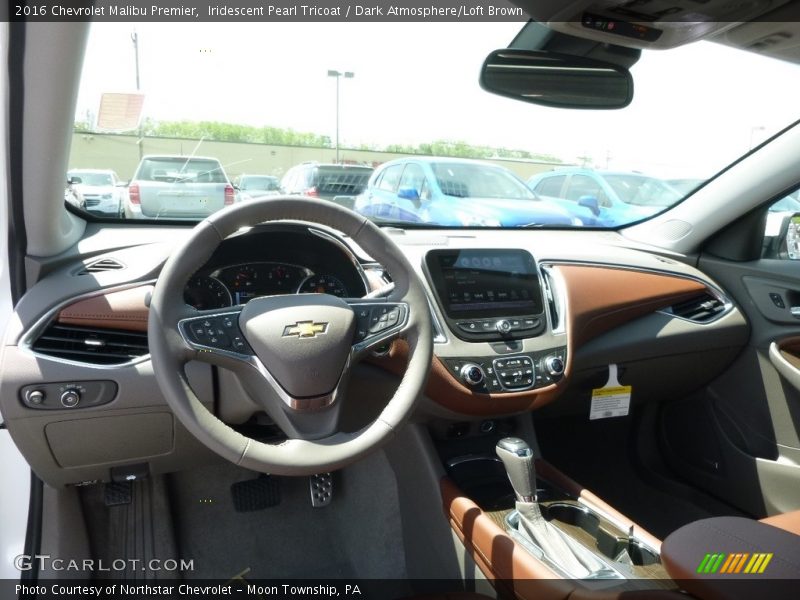 Iridescent Pearl Tricoat / Dark Atmosphere/Loft Brown 2016 Chevrolet Malibu Premier