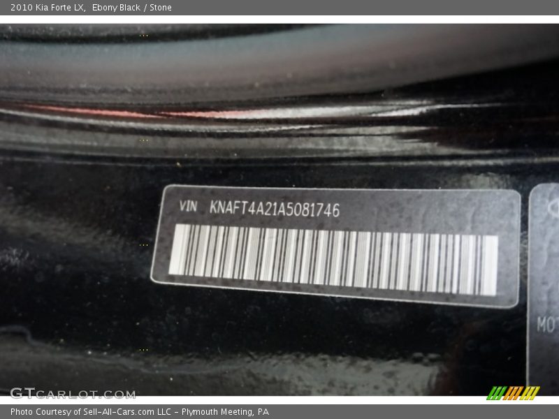 Ebony Black / Stone 2010 Kia Forte LX