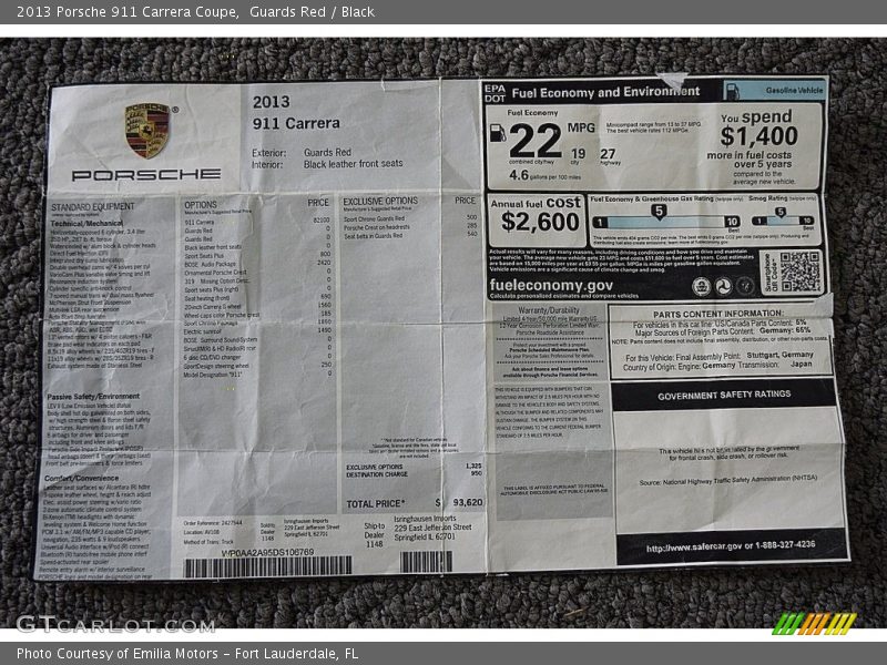 Guards Red / Black 2013 Porsche 911 Carrera Coupe
