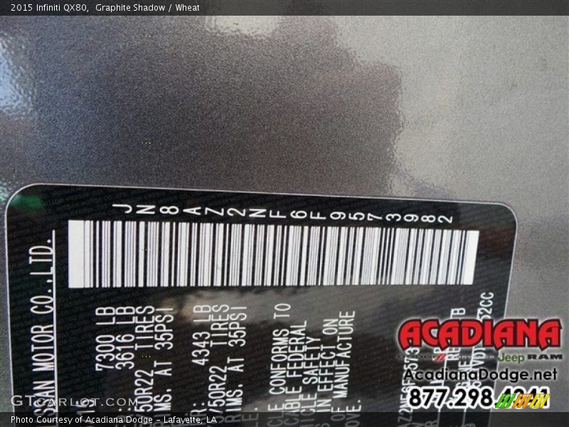 Graphite Shadow / Wheat 2015 Infiniti QX80