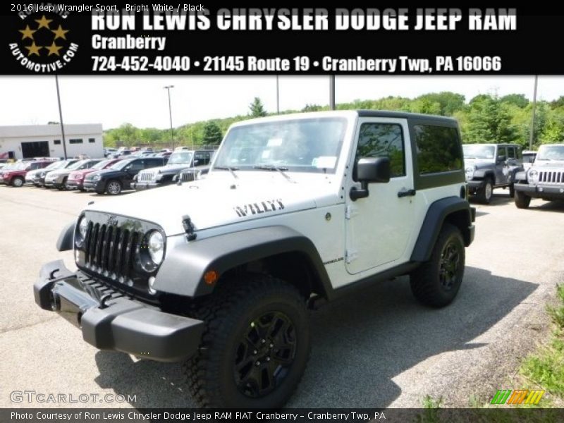 Bright White / Black 2016 Jeep Wrangler Sport