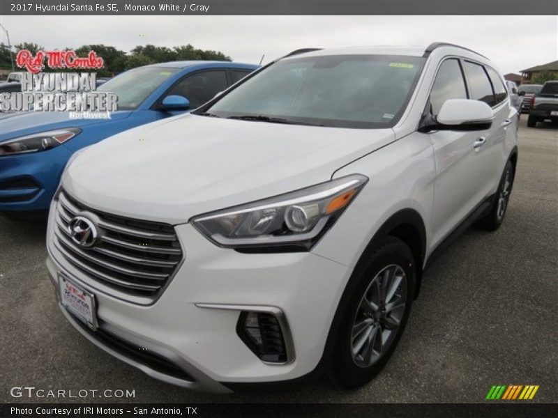 Monaco White / Gray 2017 Hyundai Santa Fe SE