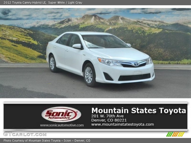 Super White / Light Gray 2012 Toyota Camry Hybrid LE