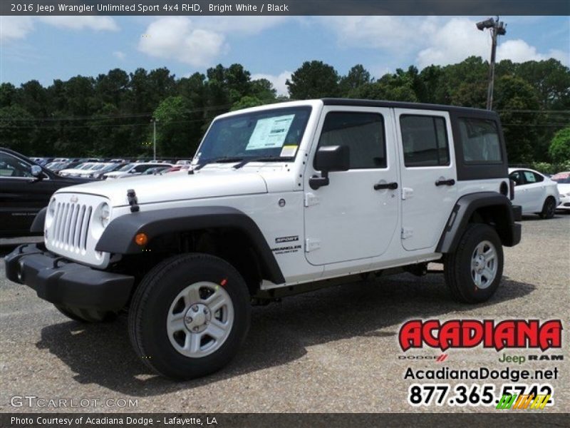 Bright White / Black 2016 Jeep Wrangler Unlimited Sport 4x4 RHD