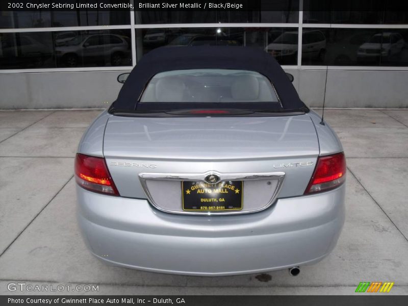 Brilliant Silver Metallic / Black/Beige 2002 Chrysler Sebring Limited Convertible
