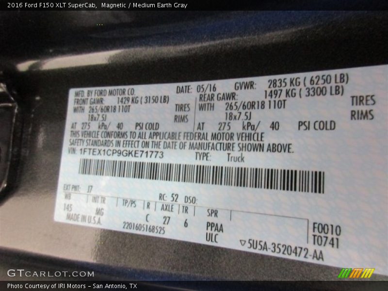 Magnetic / Medium Earth Gray 2016 Ford F150 XLT SuperCab