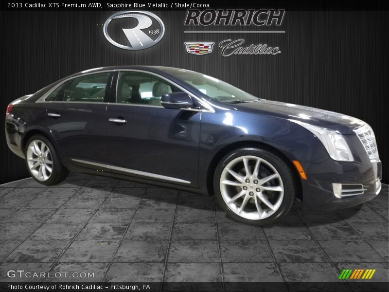 Sapphire Blue Metallic / Shale/Cocoa 2013 Cadillac XTS Premium AWD