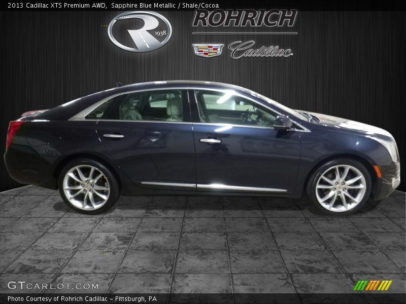 Sapphire Blue Metallic / Shale/Cocoa 2013 Cadillac XTS Premium AWD