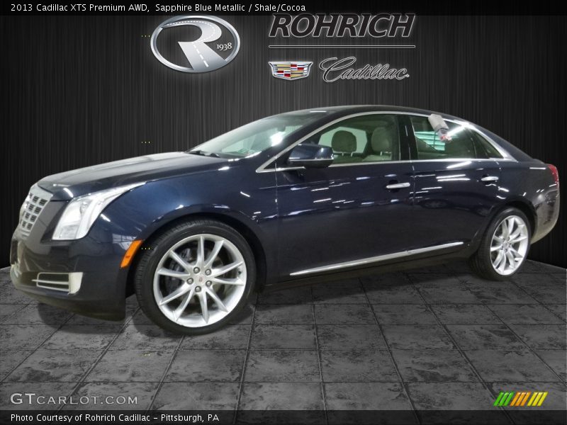 Sapphire Blue Metallic / Shale/Cocoa 2013 Cadillac XTS Premium AWD