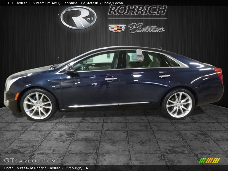 Sapphire Blue Metallic / Shale/Cocoa 2013 Cadillac XTS Premium AWD