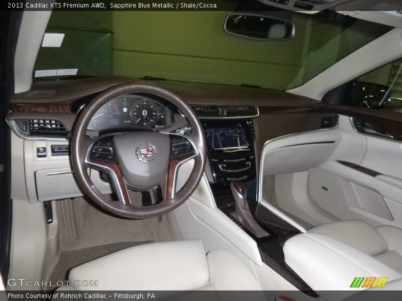 Sapphire Blue Metallic / Shale/Cocoa 2013 Cadillac XTS Premium AWD