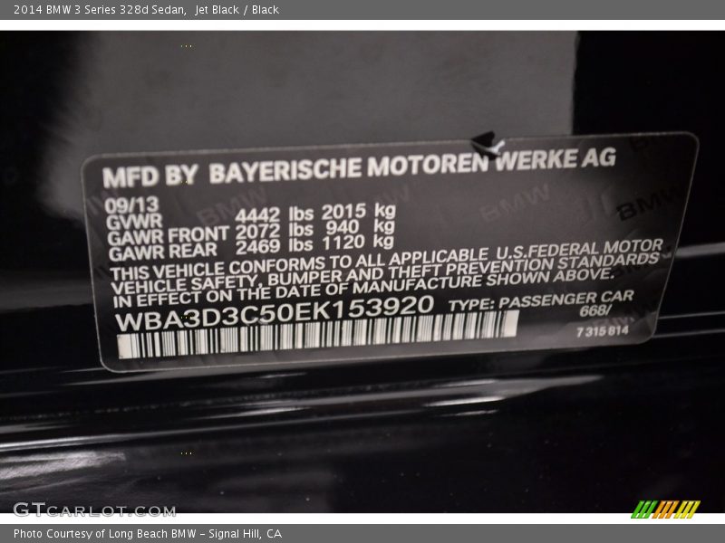 Jet Black / Black 2014 BMW 3 Series 328d Sedan
